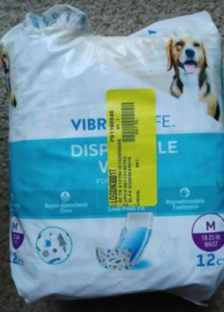 Vibrant Life Disposable Wrap For Male Dogs/medium New Open Bag