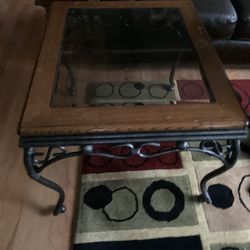 Oak Frame/solid Metal Base End Table $30 