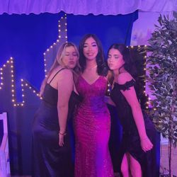 Hot Pink Glittery Prom Dress