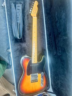 MIJ Fender + double-bound tobacco burst + hard case + strap + unique electronics