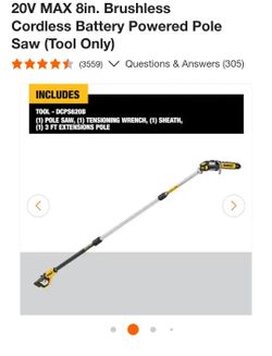DEWALT 20V MAX 8in. Cordless Pole Saw DCPS620B
