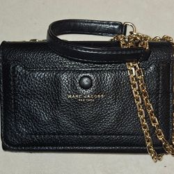 Marc Jacobs Womens Black Leather Chain Strap Small Crossbody Bag