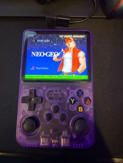 R36S Retro Handheld Game Console – Transparent Purple (21,000+ Games Loaded!