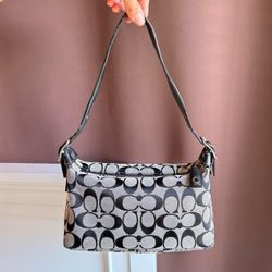 Coach signature sufflette monogram mini  bag in black and gray