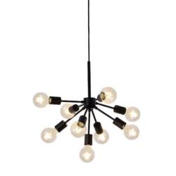 Adesso 9-Light Black Chandelier with No Shade Sputnik Light Fixture