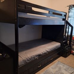 In Good Condition Kids Bunk Bed With Stairs And Drawers And Bottom Storage, Very Strong And Heavy, Pickup Only