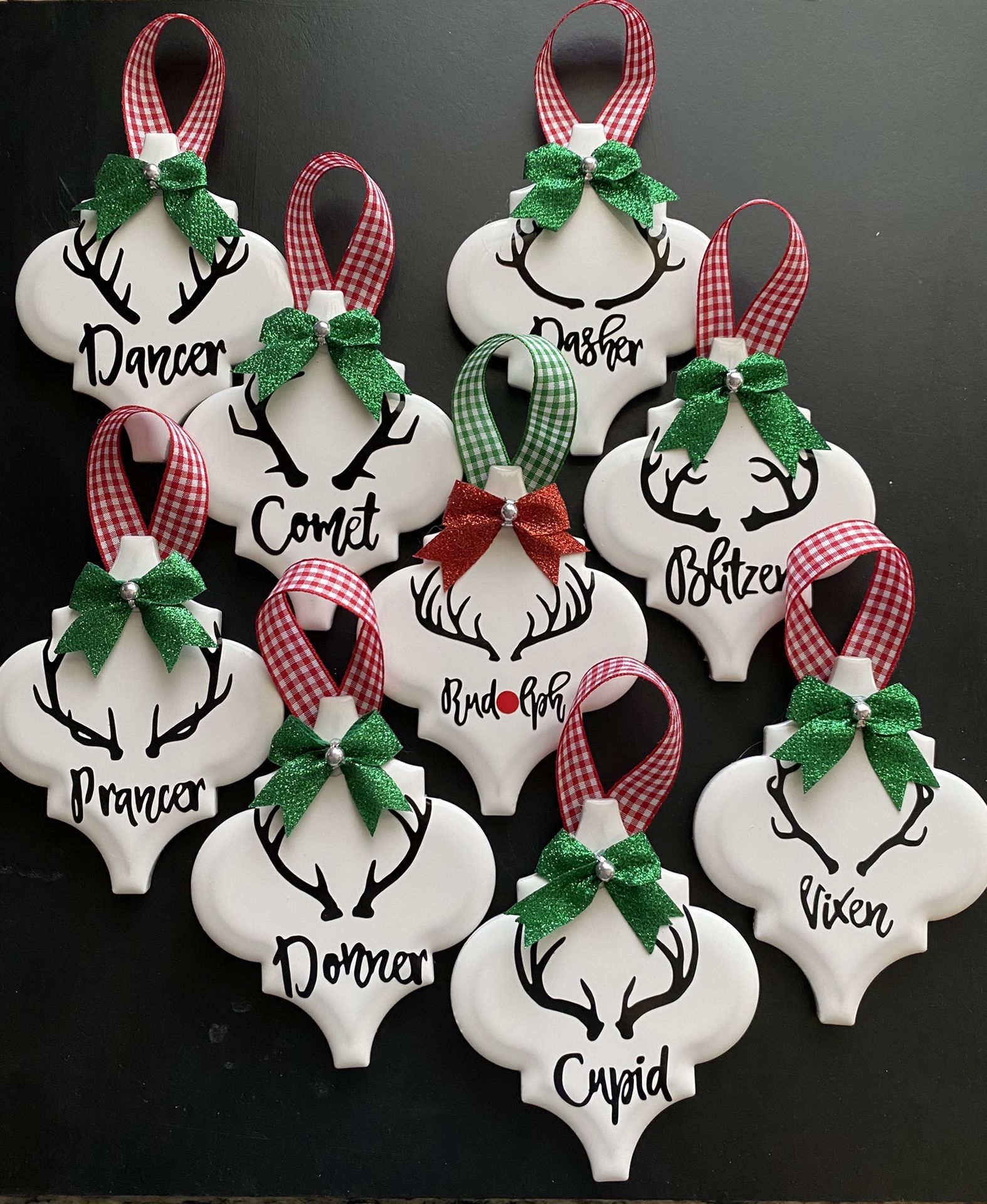 Santa’s reindeer ornaments