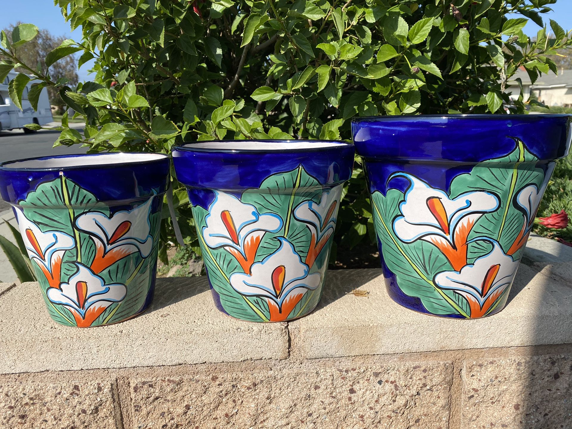 Talavera Ceramic Flower Planter Pot Set of 3