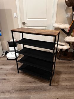 5-Tier Shoe Rack Organizer - Wood Top, Metal Frame - Holds 20+ Pairs