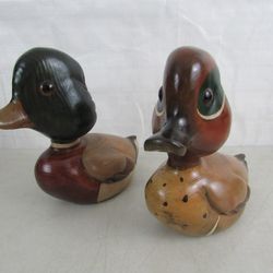 Vintage Bob Hayden Signed Pair Wooden Puddle Ducks Decoys


