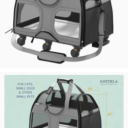 Katziela Rolling Pet Carrier - Airline Approved Dog Carrier