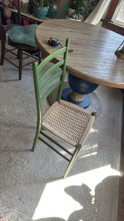 Retro green rope weave chair