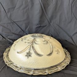 VINTAGE MID CENTURY 1950's FLORAL GLASS CEILING LIGHT SHADE
