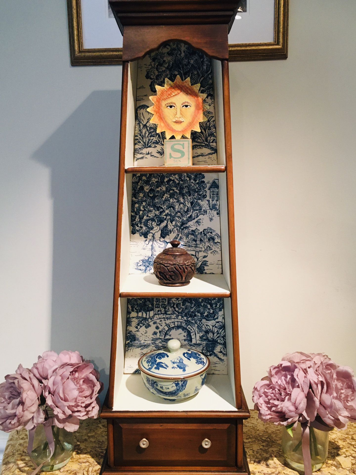 3 tier shadow box vintage painted