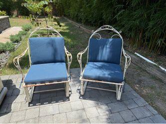 Two Vintage Outdoor Chairs w/ Cushions