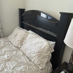Queen Bed, Mattress, Side Table, Light, Dresser/mirror 