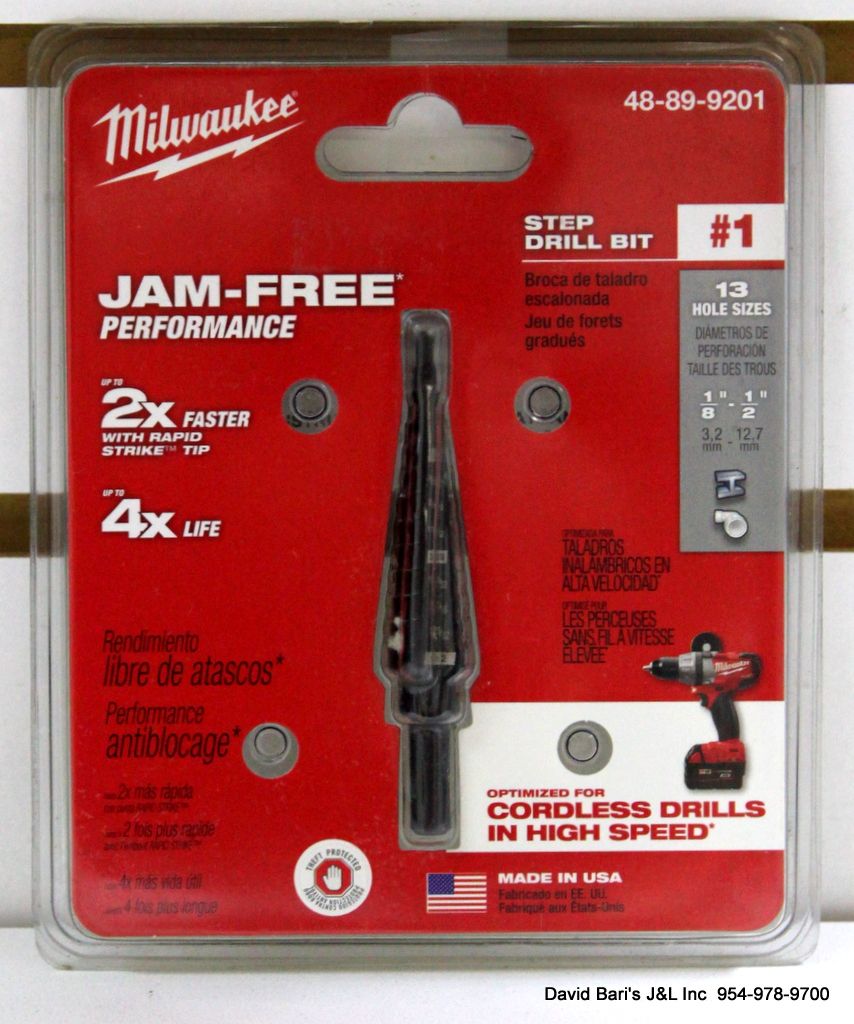 Milwaukee #1 1/8 in. - 1/2 in. x 1/32 in. Black Oxide Step Drill Bit - NEW