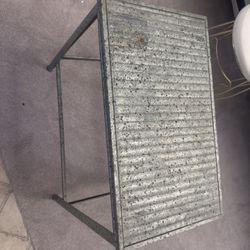 Industrial Metal Side Table Galvanized Look Farmhouse Accent Table