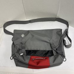 Timbuk2 Messenger Laptop Bag Crossbody Shoulder Strap Nylon Gray/Red 22 X 14 X 9