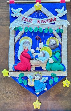 Feliz Navidad Felt Nativity Wall Hanging