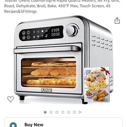 8-In-1 Smart Toaster Oven Air Fryer Combo, 6-Slice Compact Toaster Ovens Countertop-6 Rapid Quartz Heaters, Air Fry, Grill, Roast, Dehydrate, Broil, B