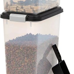 IRIS USA 3-Piece 35 Lbs / 45 Qt WeatherPro Airtight Pet Food Storage Container Combo with Scoop and Treat Box for Dog Cat and Bird Food, Keep Pests Ou
