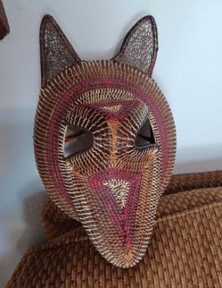 #1704, Handwoven Fox mask.