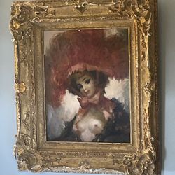 Vintage Julian Ritter Original Signed Oil Painting on Masonite MCM Showgirl Las Vegas 1950s READ ✅