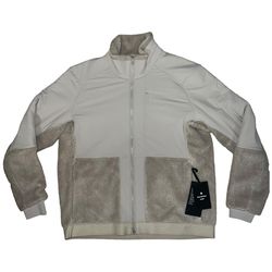 Lululemon LAB Textured Fleece Bomber Jacket Mens XXL Beige Rare Discontinued
