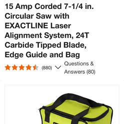 Ryobi Circular Saw With Cord And Accessories 