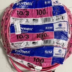 Southwire 100 ft. 10/3 Solid Romex SIMpull CU NM-B W/G Wire Pink Coil