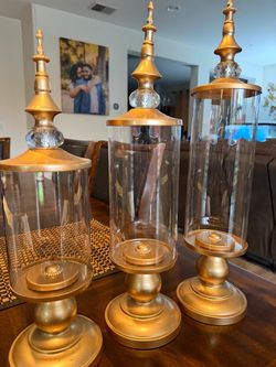 Gold 3 piece candy jars