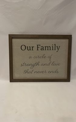 Wooden Religious picture frame (our Family, A Circle Of Strength And Love That Never Ends)