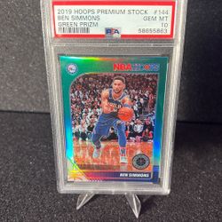 2019 Hoops Premium Stock Ben Simmons Green Prizm Number 144 Psa 10