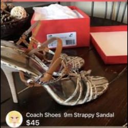 Coach Strappy Sandal Python Spike 4” Heel Sz 9
