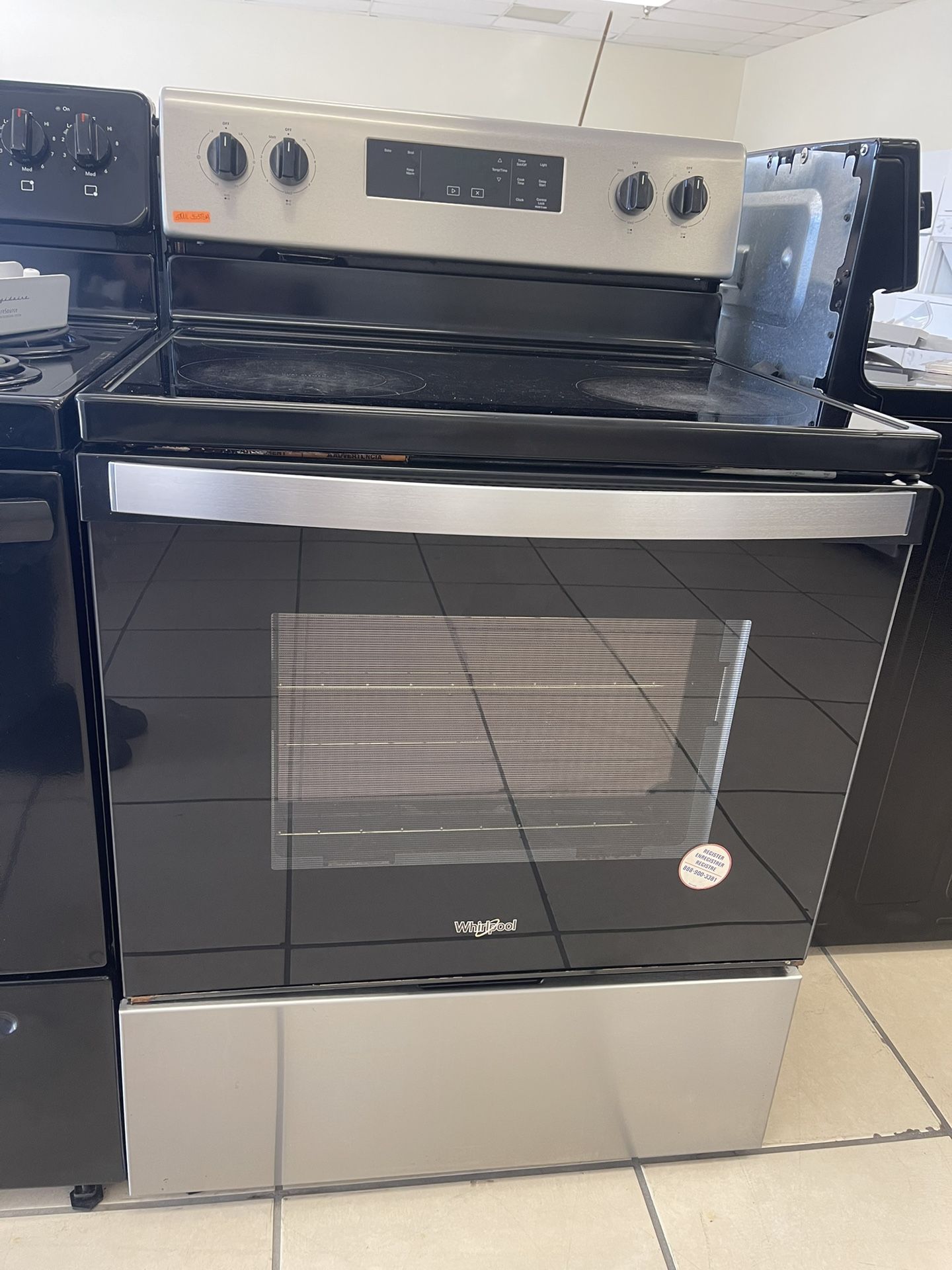 WHIRLPOOL GLASS TOP STOVE STAINLESS STEEL