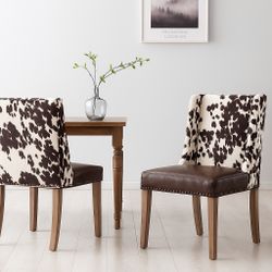 Set Of 2 Wingback Cow Accent Chairs
