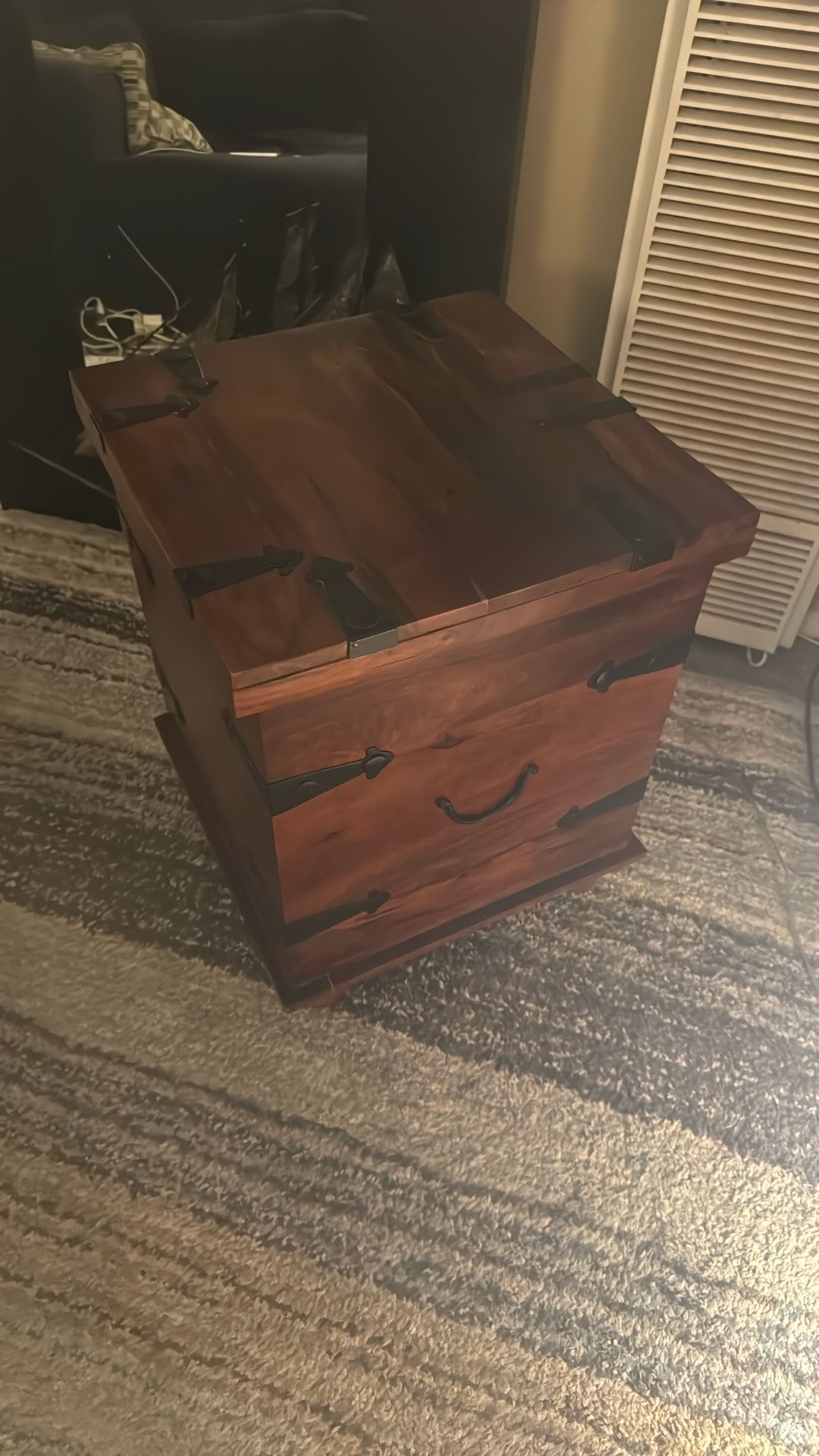 Wooden Chest End Table Storage