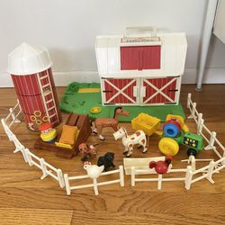 Vintage Fisher Price Little People Farm Playset With Animals Accessories