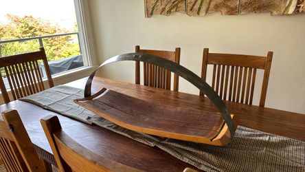 Wine Barrel Stave decorative Tray with Metal Handle