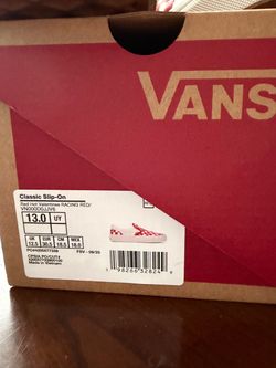 Vans Classic Slip-On Red Hot Valentines Size 13