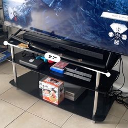 3 Tier Blk Tempered Glass TV Stand 