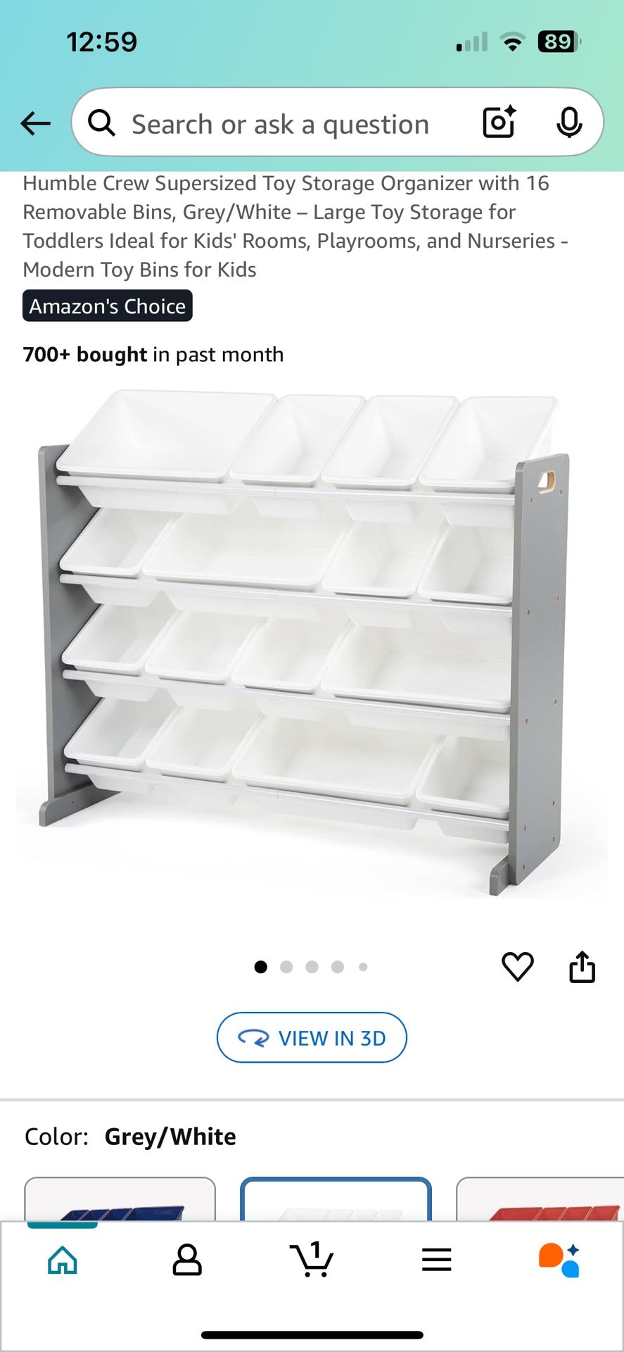Humble Crew Supersized Toy Storage Organizer with 16 Removable Bins
