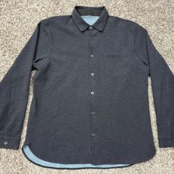 Men’s LULU-LEMON ‘Soft Knit’ Navy Blue Button-Down Shirt - Size Large  