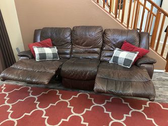 Rocking & reclining leather couch