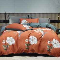 4Pcs,Queen Size, Paisley Bedding Set (1 Duvet Cover 1 Flat Sheet and 2 Pillowcase) 800 TC 100% Cotton