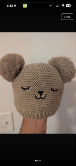 Knit Bear Beanie Hat with Fuzzy Ears