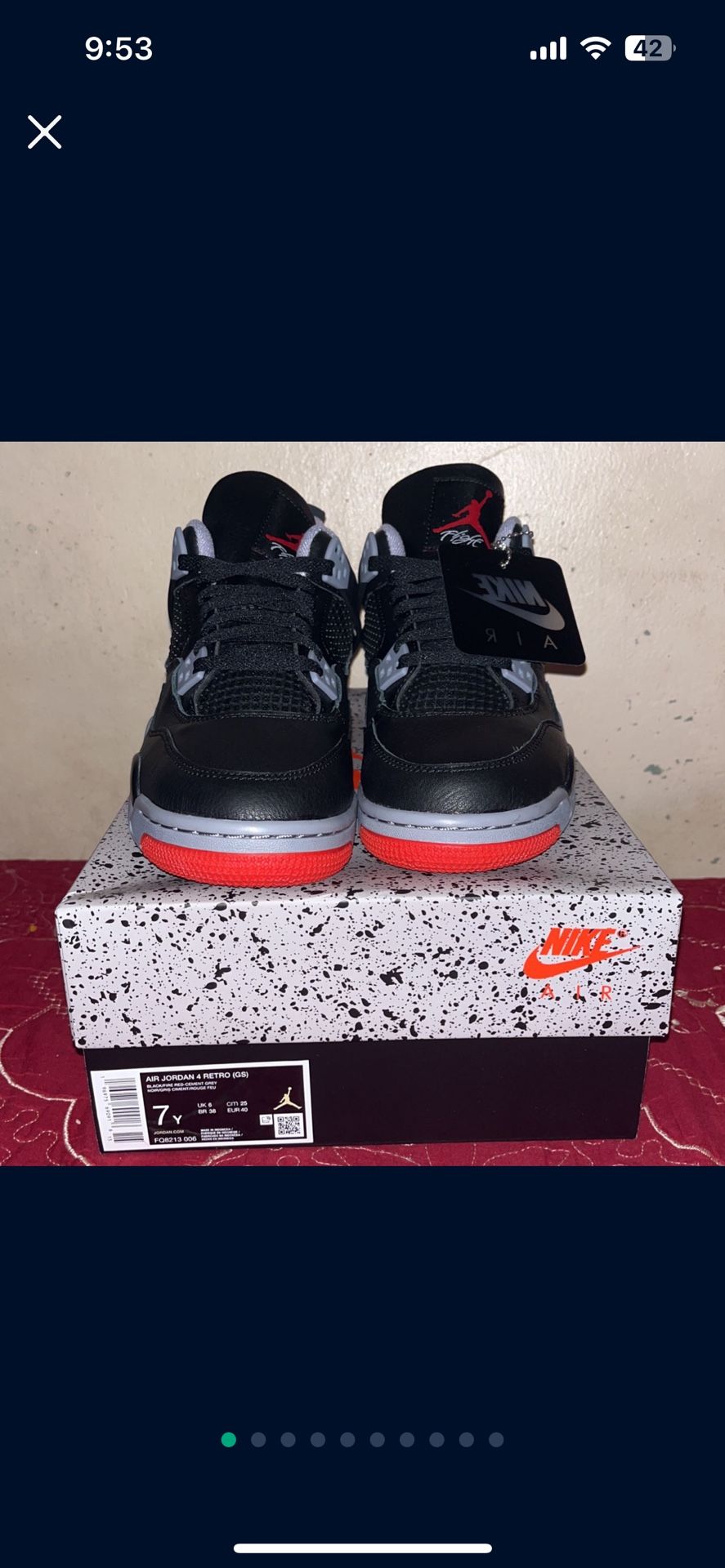 Jordan 4 Bred Reimagined Gs (7y)