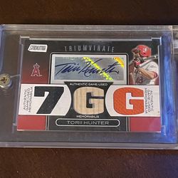 Angels Torii Hunter Game Used Memorabilia Autographed Baseball Card