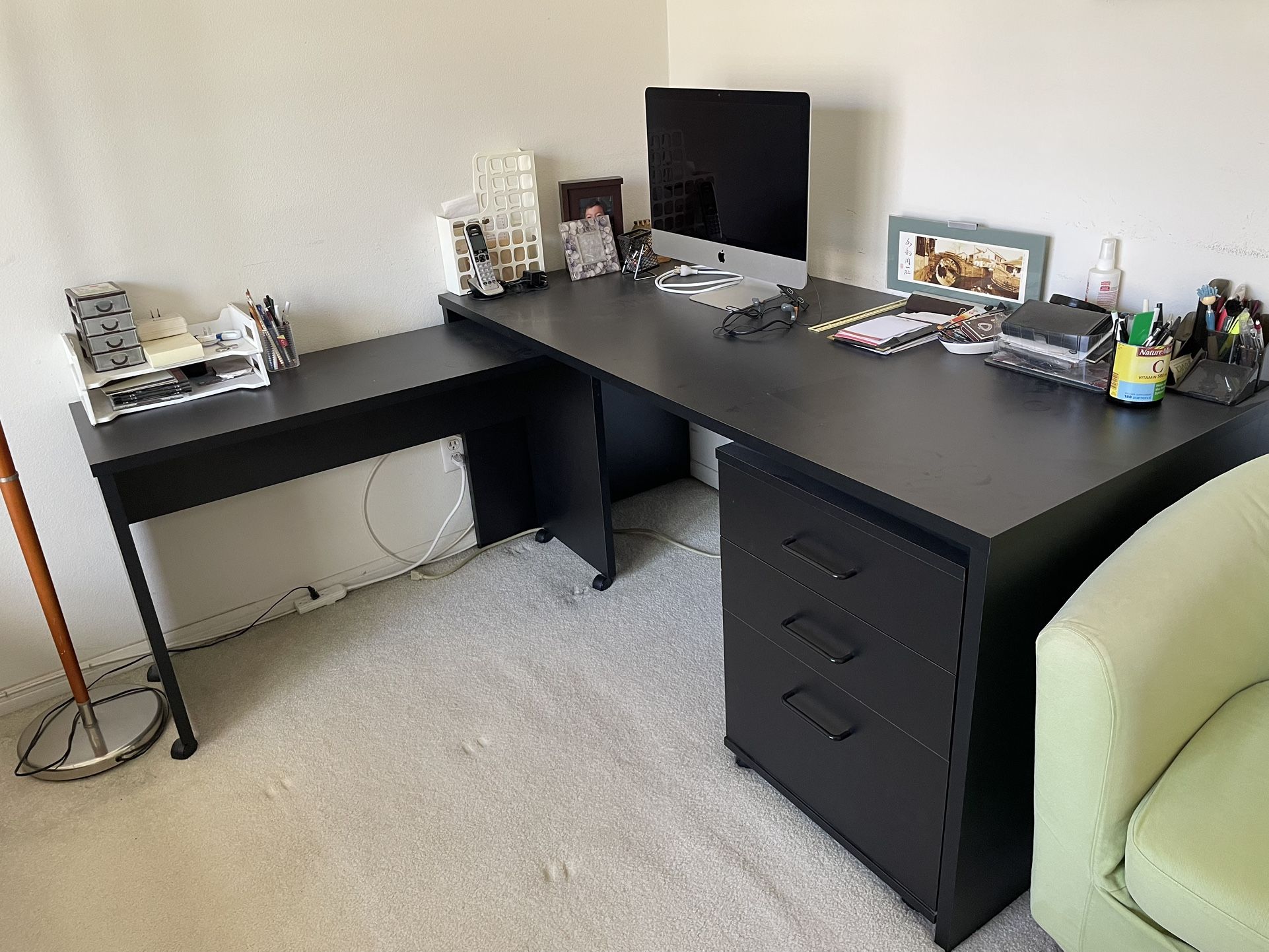 Black Large 3-piece Desk